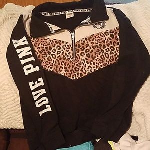PINK Cheetah Quarter Zip Top